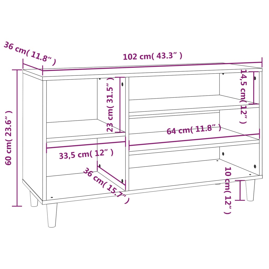 Shoe Cabinet Sonoma Oak 102x36x60 cm Engineered Wood