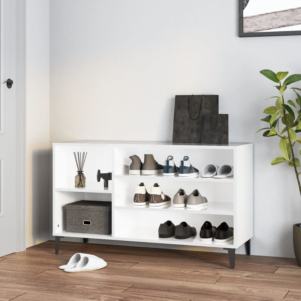 Shoe Cabinet High Gloss White 102x36x60 cm Engineered Wood