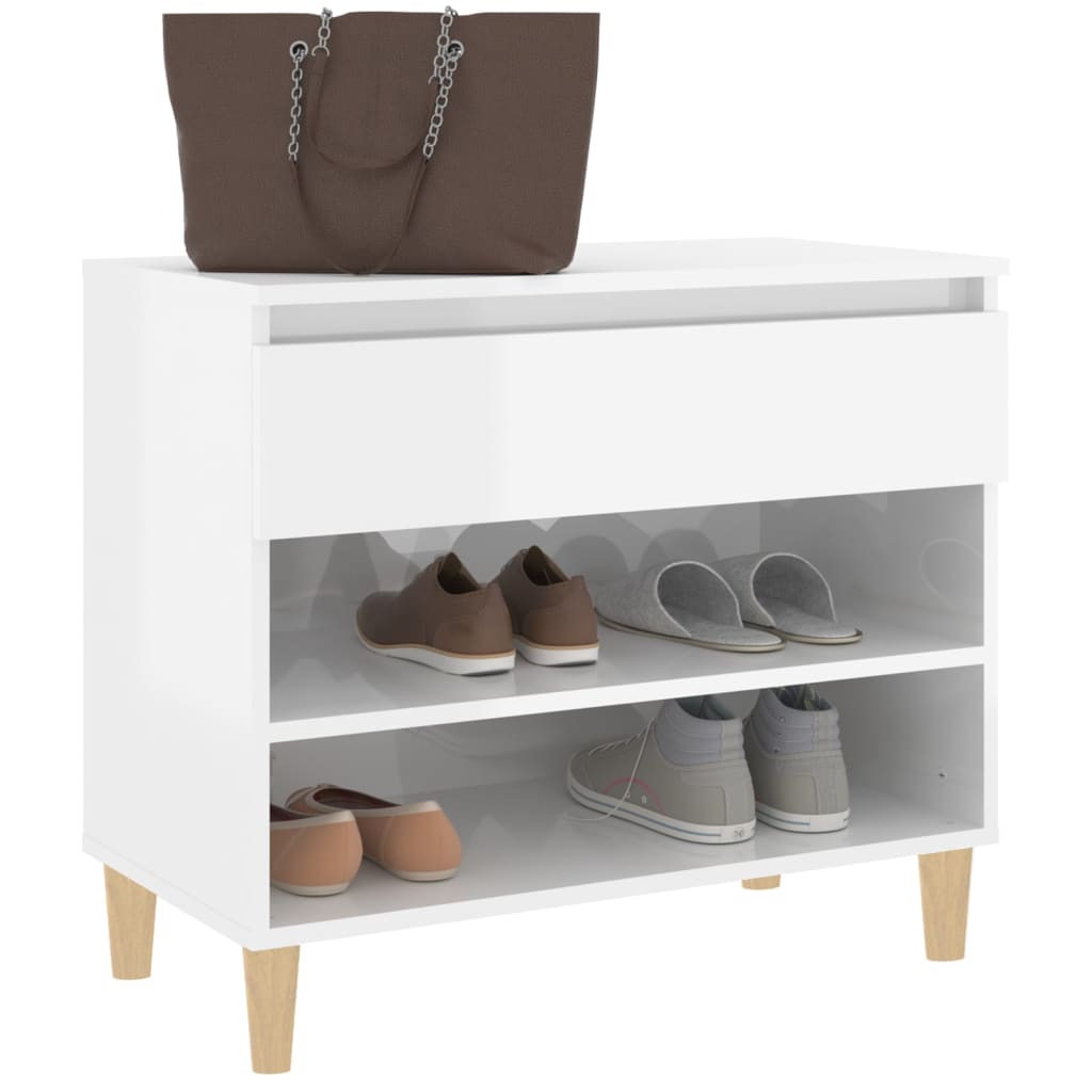 Shoe Cabinet High Gloss White 70x36x60 cm Engineered Wood