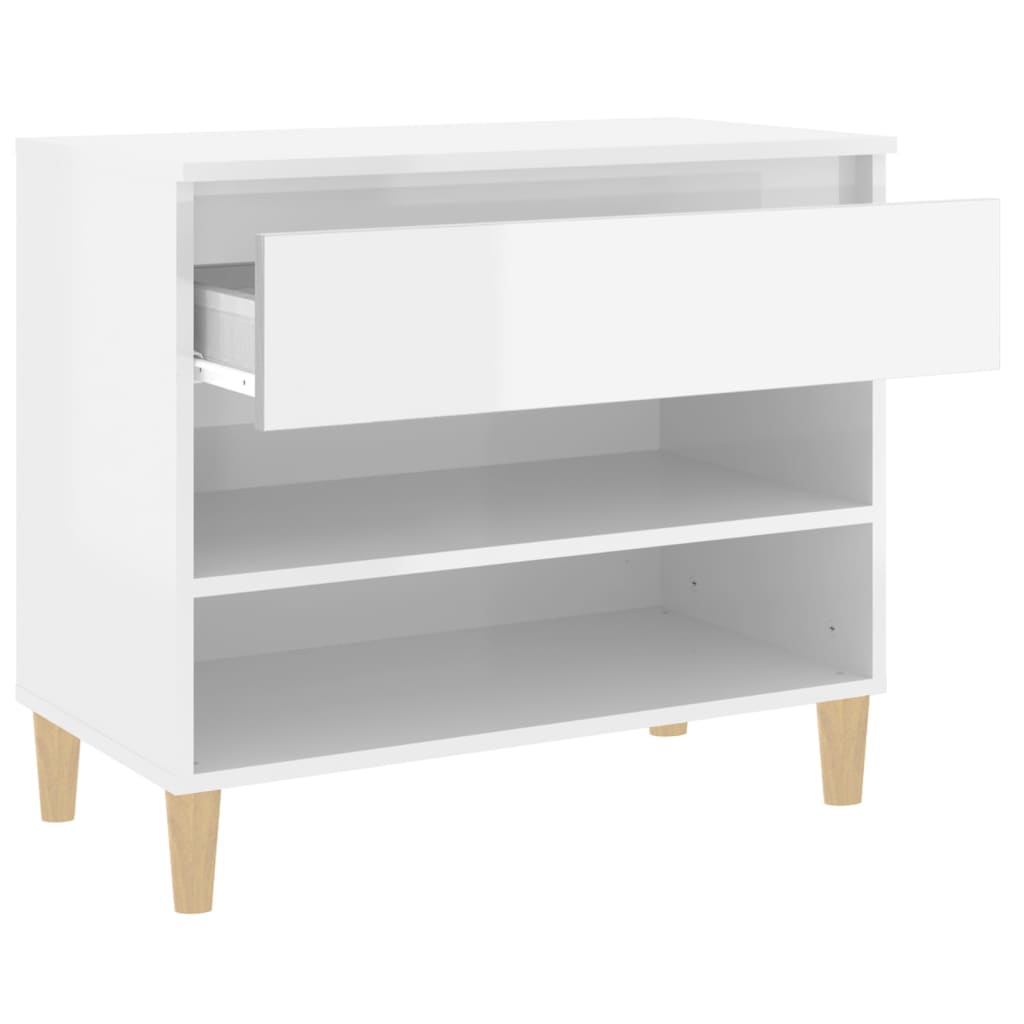 Shoe Cabinet High Gloss White 70x36x60 cm Engineered Wood