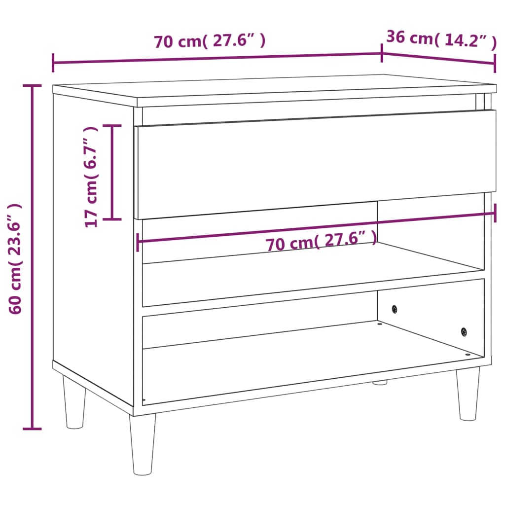 Shoe Cabinet Concrete Grey 70x36x60 cm Engineered Wood