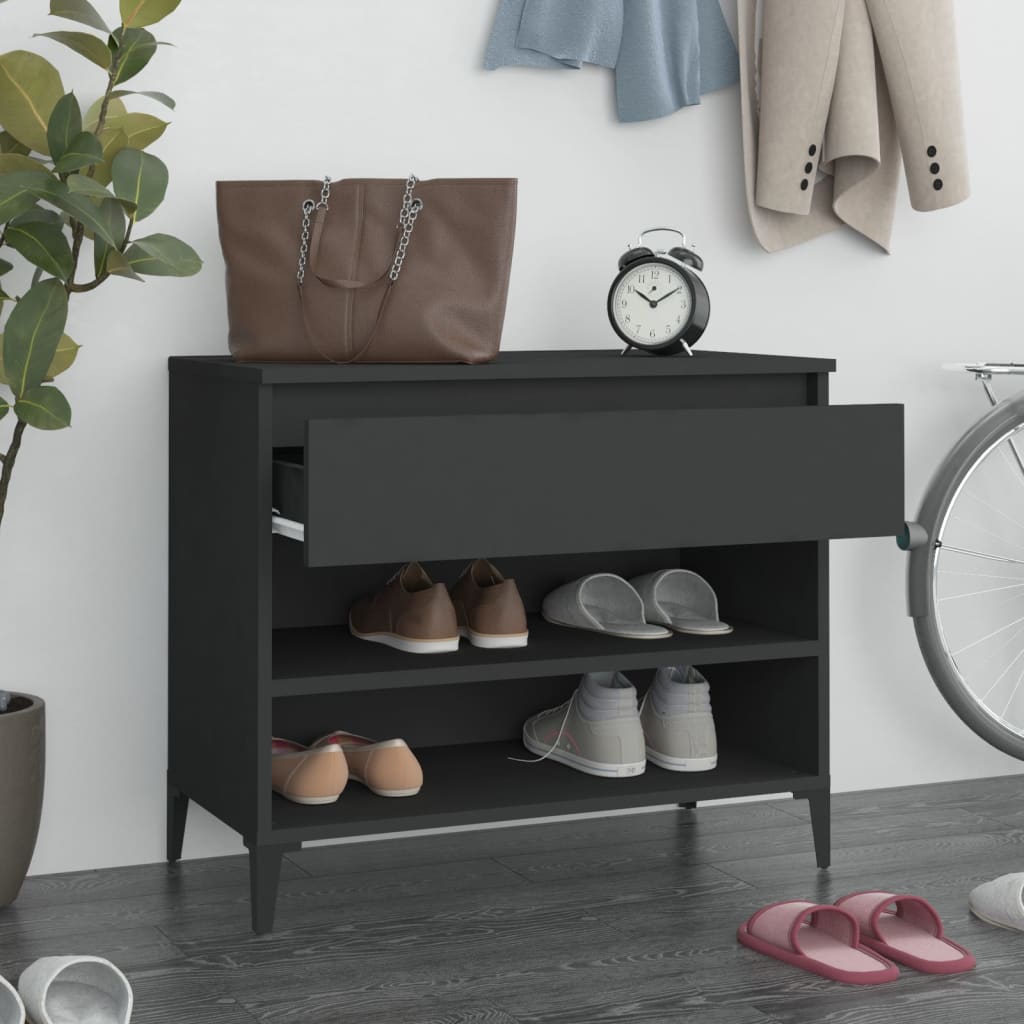 Shoe Cabinet Black 70x36x60 cm Engineered Wood