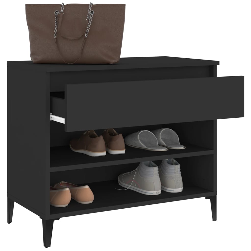 Shoe Cabinet Black 70x36x60 cm Engineered Wood