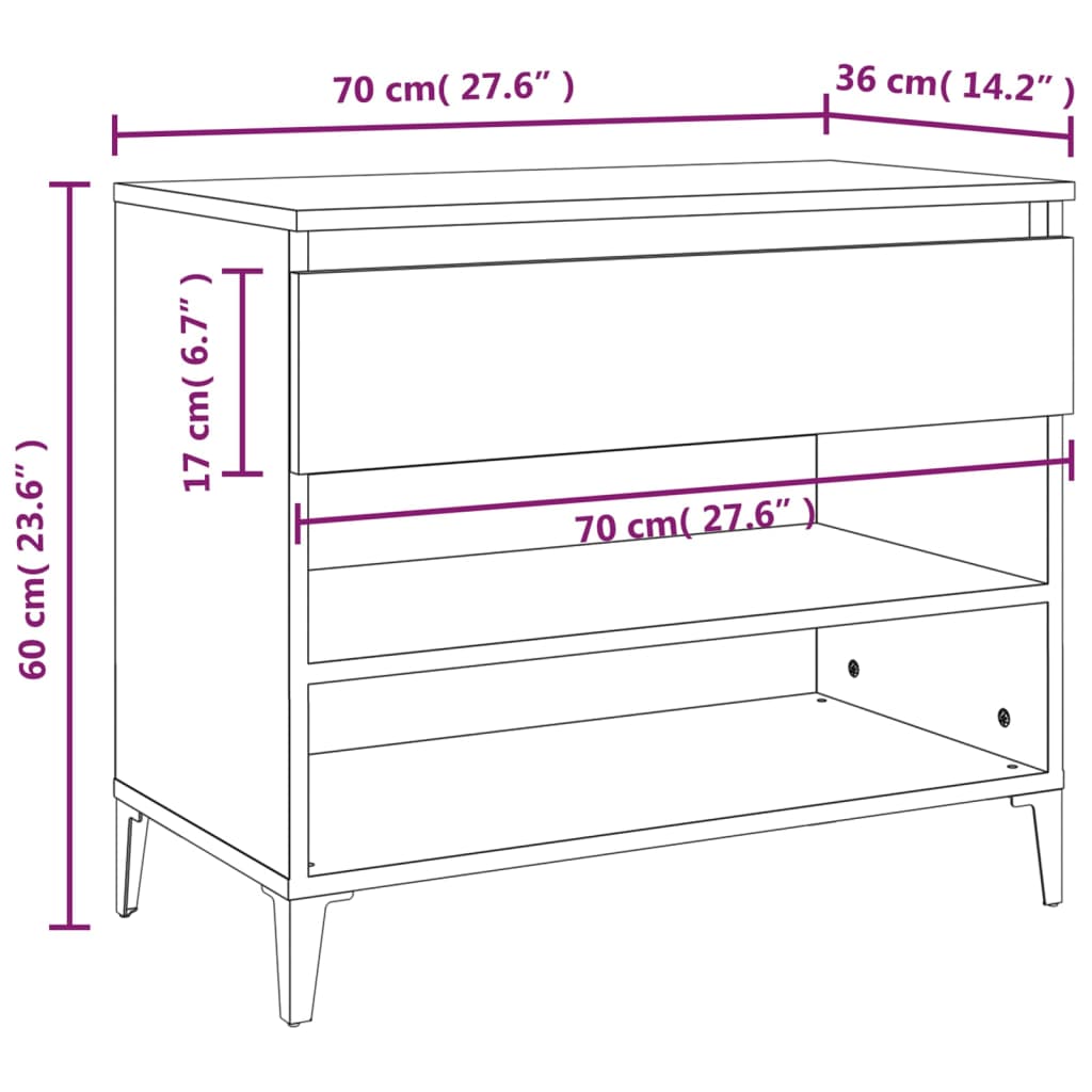 Shoe Cabinet High Gloss White 70x36x60 cm Engineered Wood