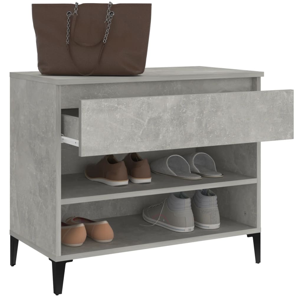 Shoe Cabinet Concrete Grey 70x36x60 cm Engineered Wood