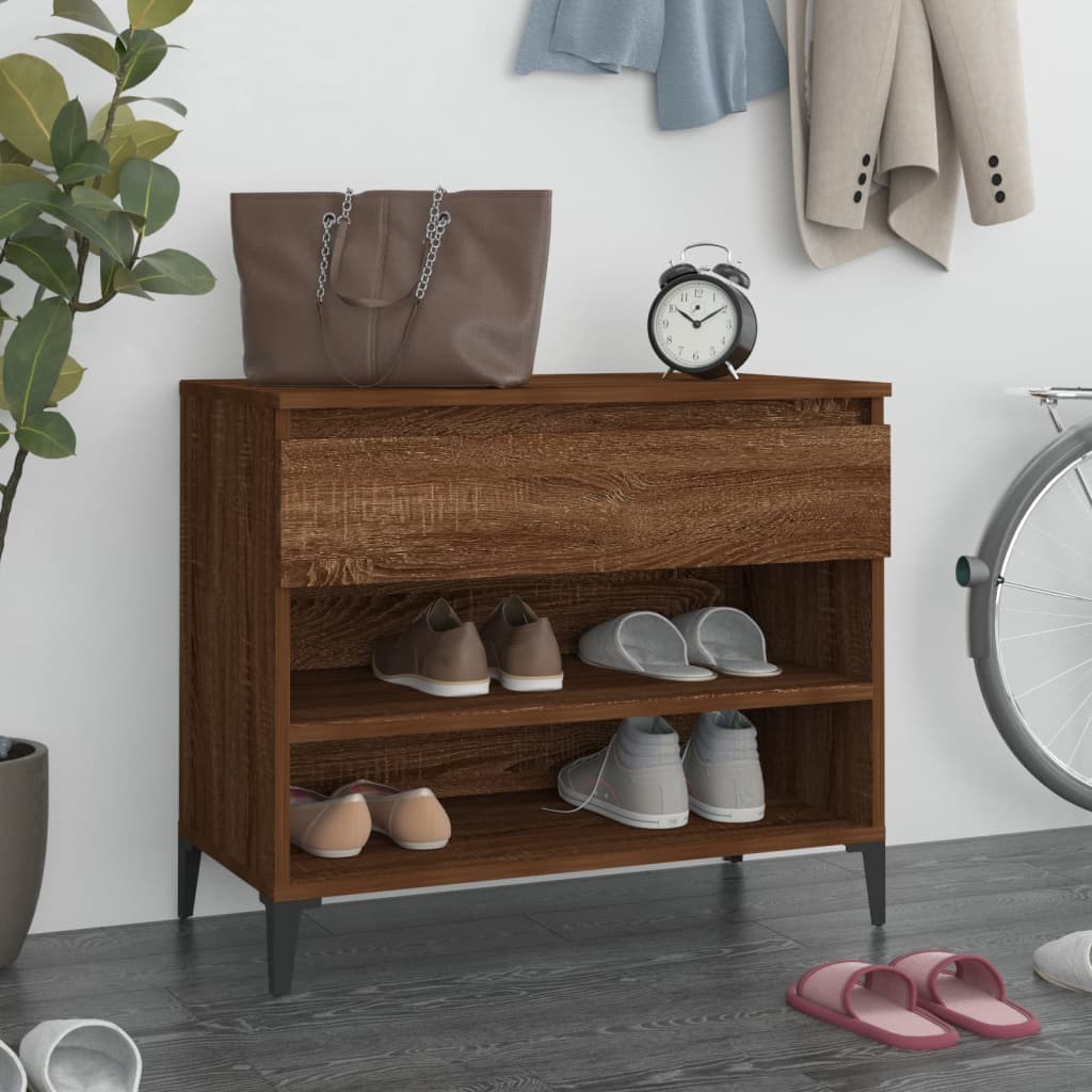 Shoe Cabinet Brown Oak 70x36x60 cm Engineered Wood