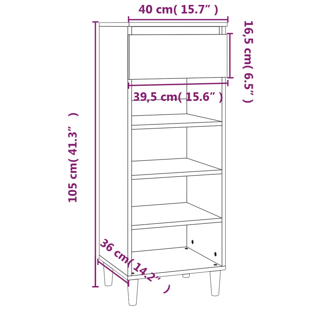 Shoe Cabinet White 40x36x105 cm Engineered Wood