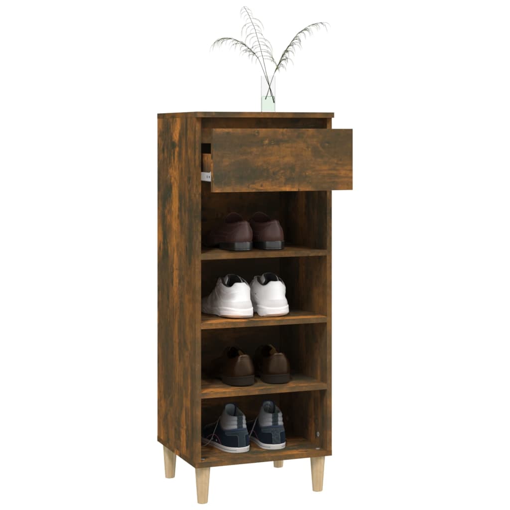 Shoe Cabinet Smoked Oak 40x36x105 cm Engineered Wood