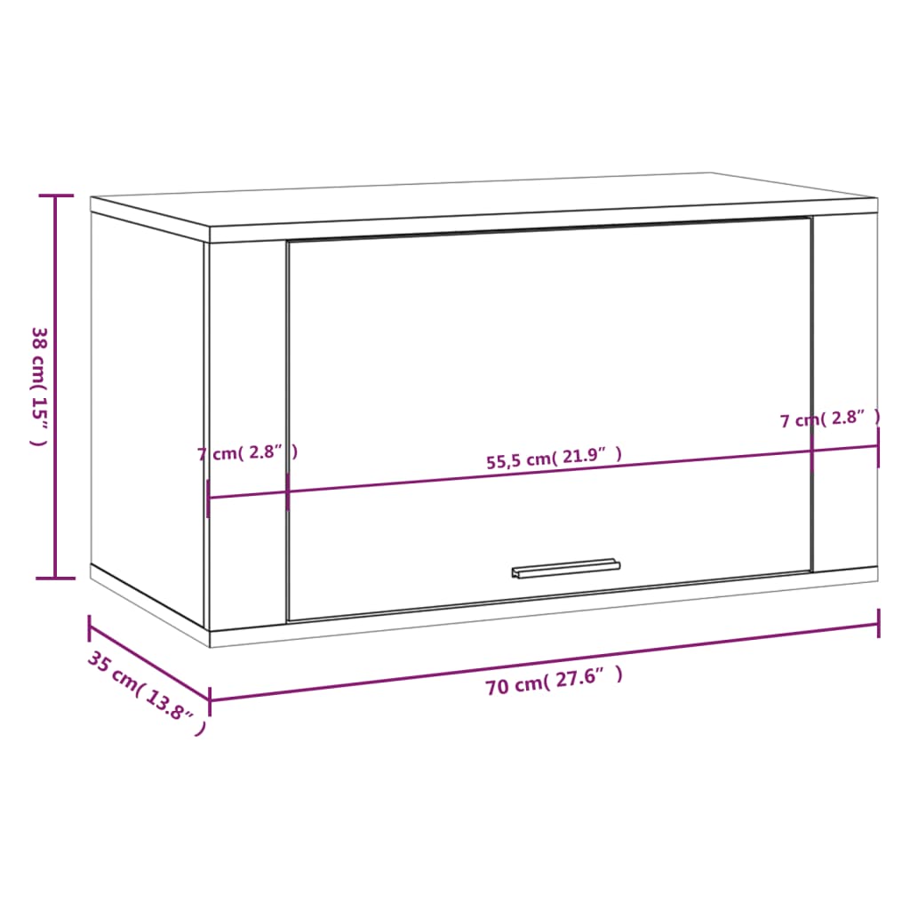 Wall-mounted Shoe Cabinet High Gloss White 70x35x38 cm Engineered Wood