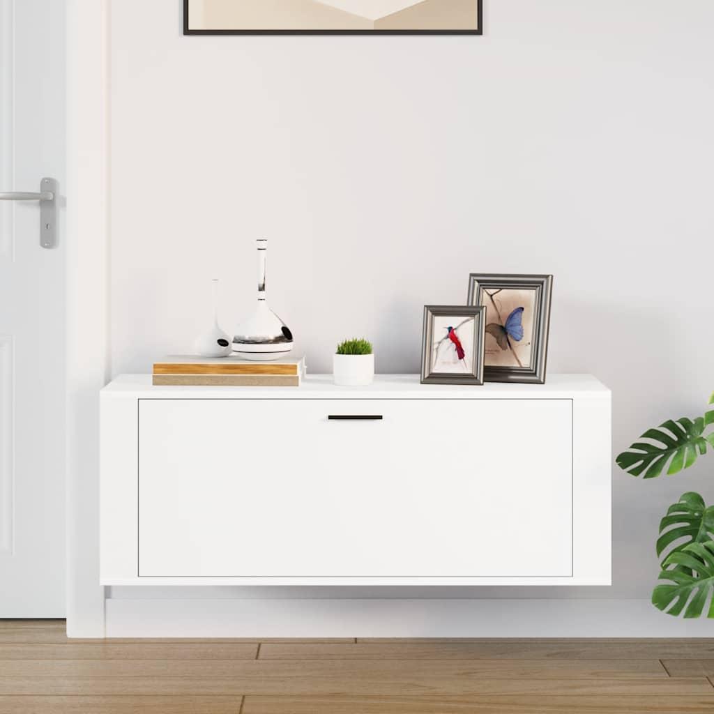 Wall Shoe Cabinet White 100x35x38 cm Engineered Wood