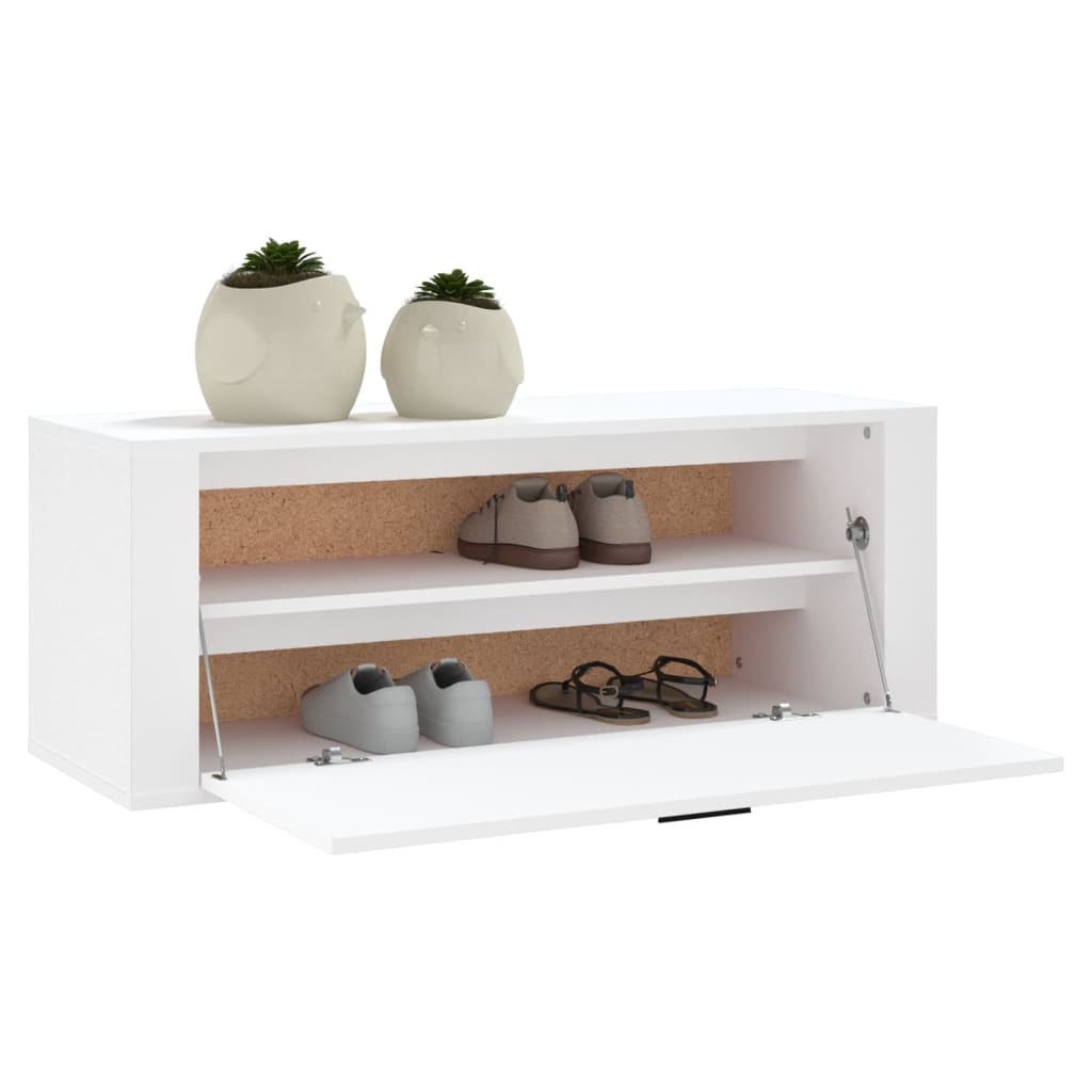 Wall Shoe Cabinet White 100x35x38 cm Engineered Wood