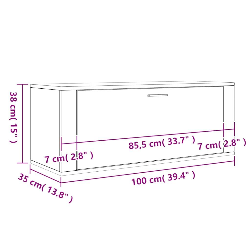 Wall Shoe Cabinet White 100x35x38 cm Engineered Wood