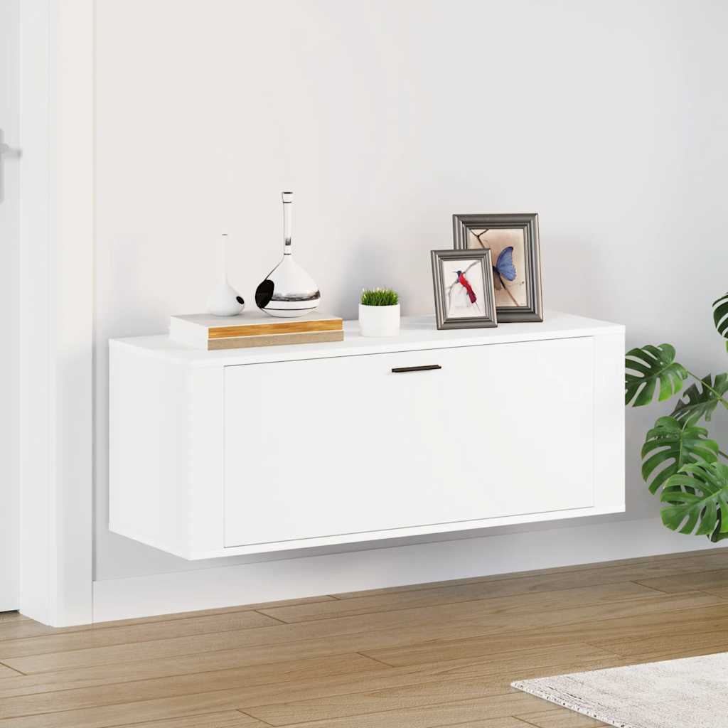 Wall Shoe Cabinet White 100x35x38 cm Engineered Wood