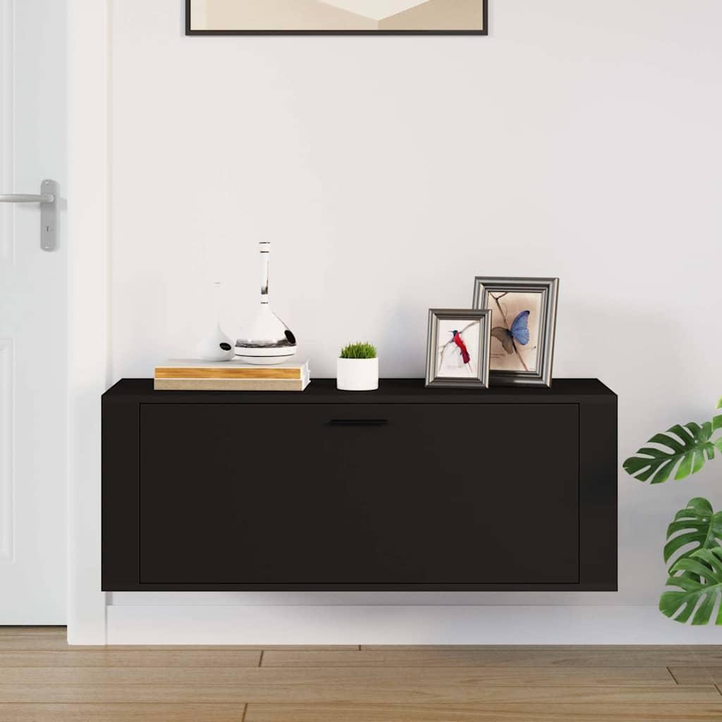 Wall Shoe Cabinet Black 100x35x38 cm Engineered Wood