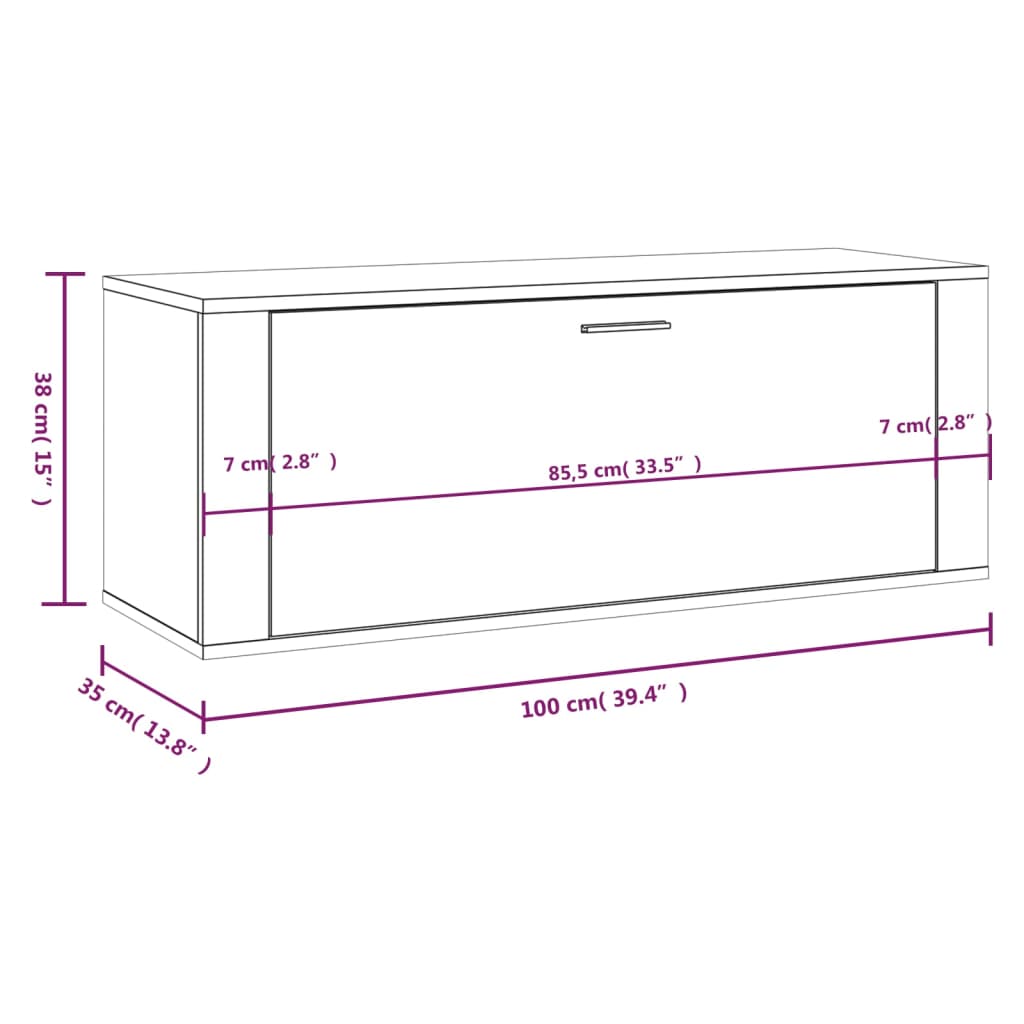 Wall Shoe Cabinet Black 100x35x38 cm Engineered Wood