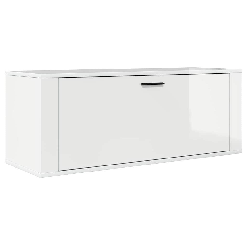 Wall Shoe Cabinet High Gloss White 100x35x38 cm Engineered Wood