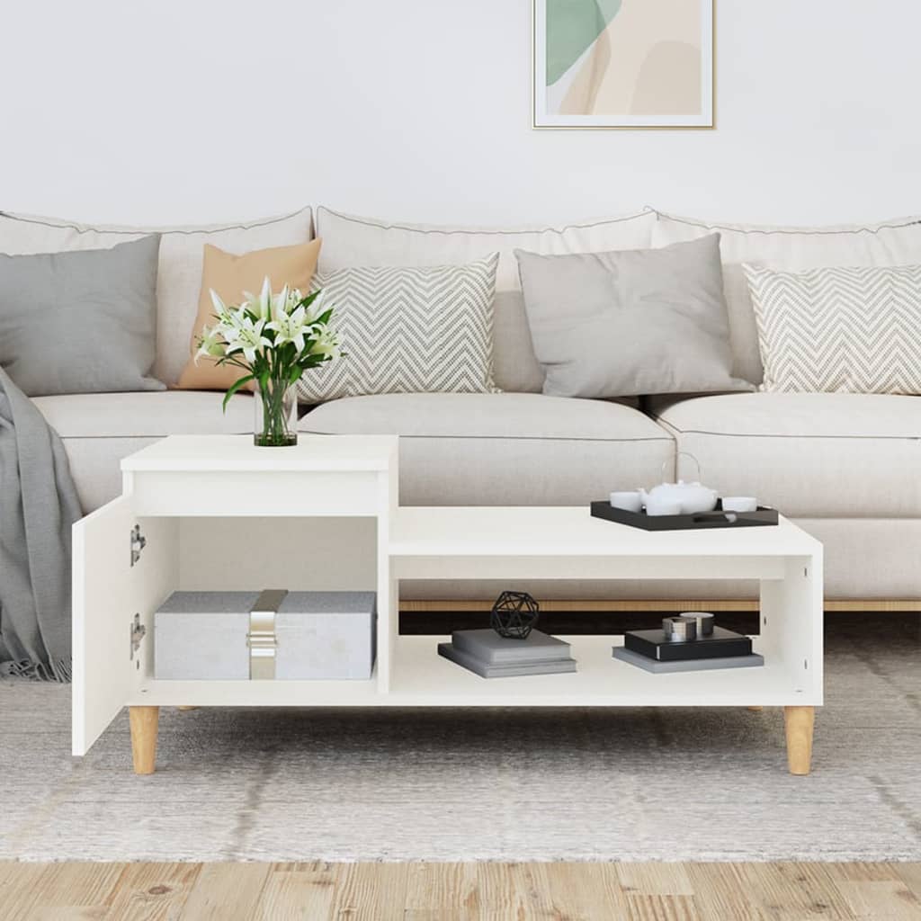 Coffee Table White 100x50x45 cm Engineered Wood