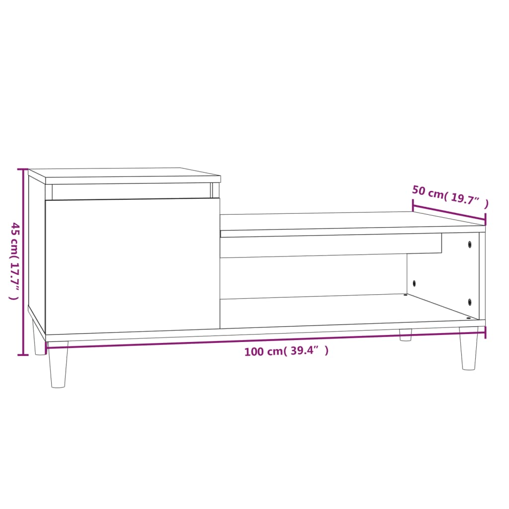 Coffee Table Grey Sonoma 100x50x45 cm Engineered Wood