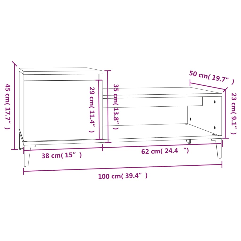 Coffee Table White 100x50x45 cm Engineered Wood