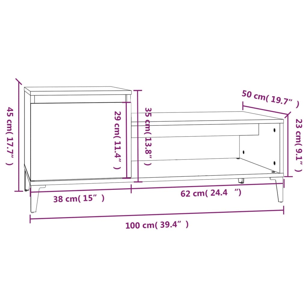 Coffee Table Concrete Grey 100x50x45 cm Engineered Wood