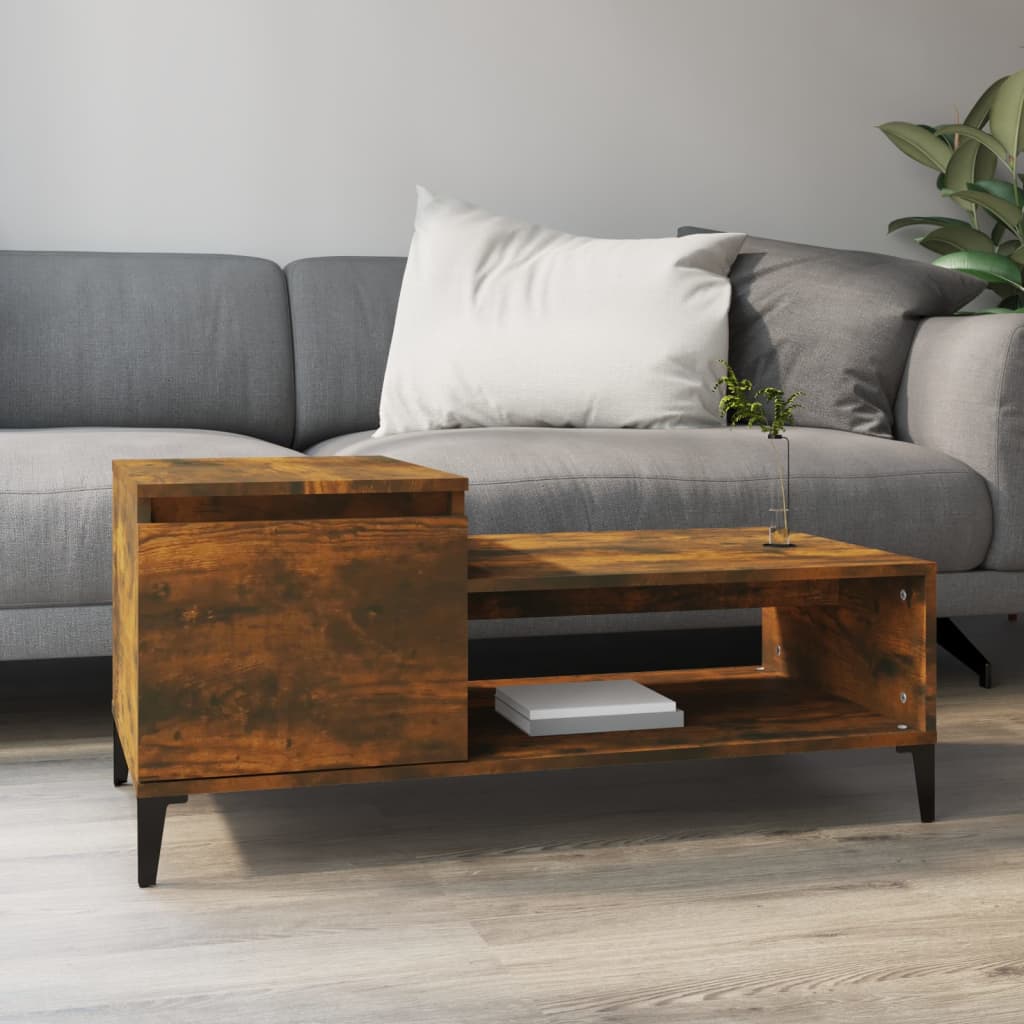 Coffee Table Smoked Oak 100x50x45 cm Engineered Wood