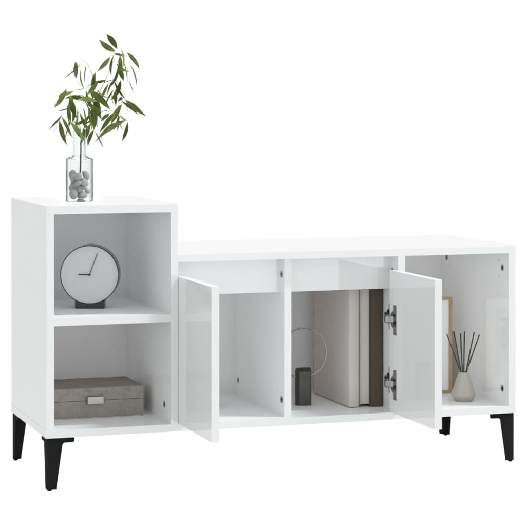 TV Cabinet High Gloss White 100x35x55 cm Engineered Wood