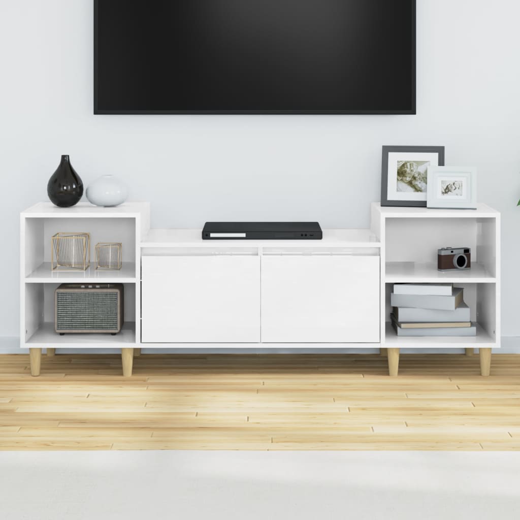 TV Cabinet High Gloss White 160x35x55 cm Engineered Wood