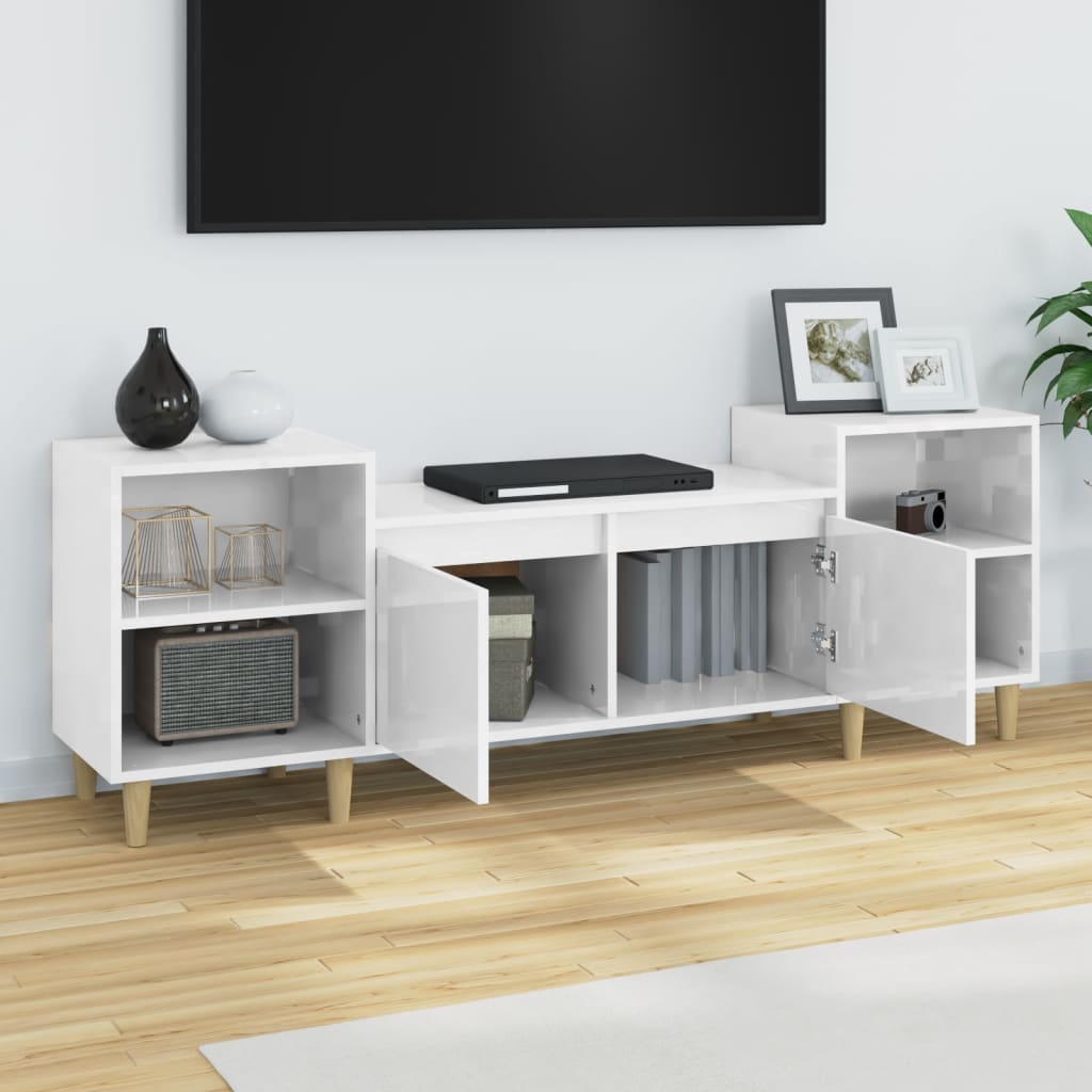 TV Cabinet High Gloss White 160x35x55 cm Engineered Wood