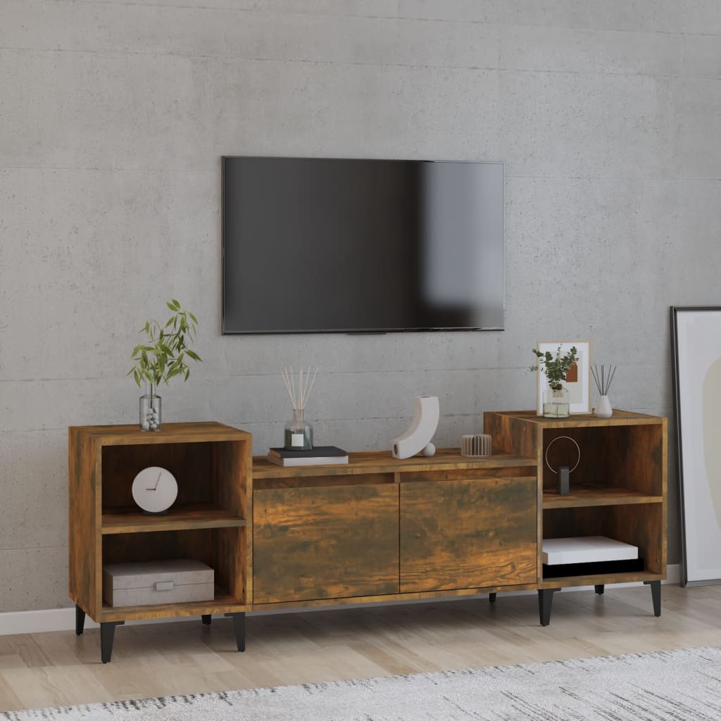 TV Cabinet Smoked Oak 160x35x55 cm Engineered Wood