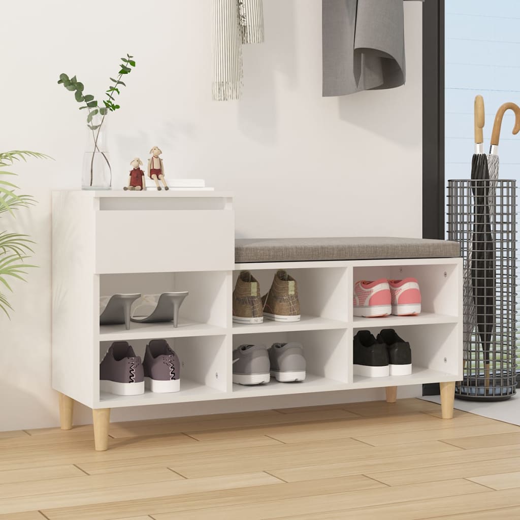 Shoe Cabinet White 102x36x60 cm Engineered Wood