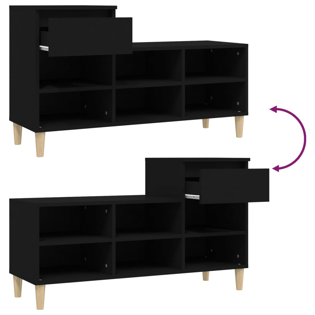 Shoe Cabinet Black 102x36x60 cm Engineered Wood