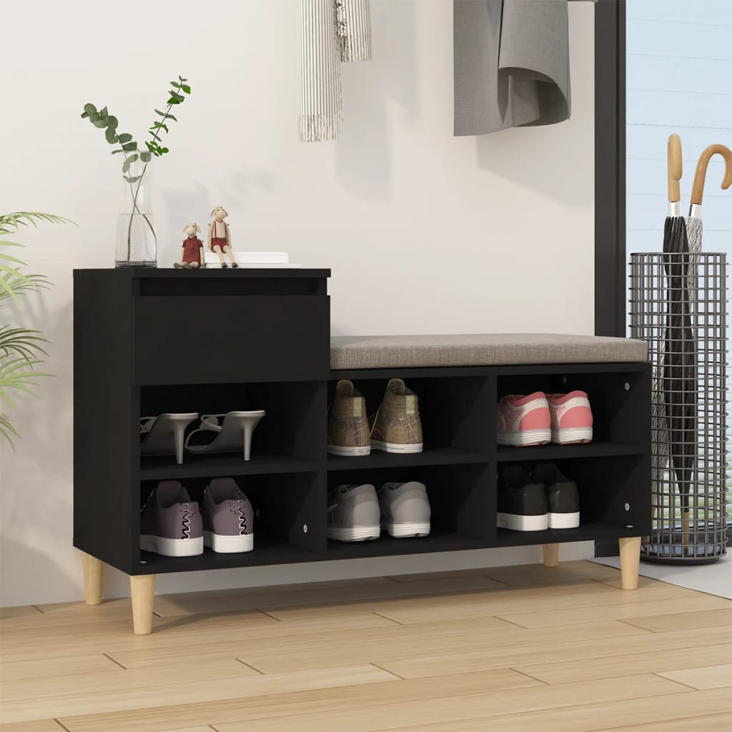 Shoe Cabinet Black 102x36x60 cm Engineered Wood