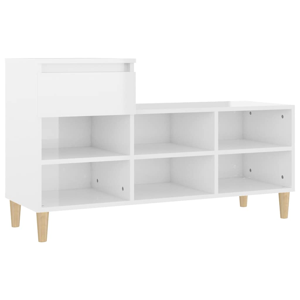 Shoe Cabinet High Gloss White 102x36x60 cm Engineered Wood
