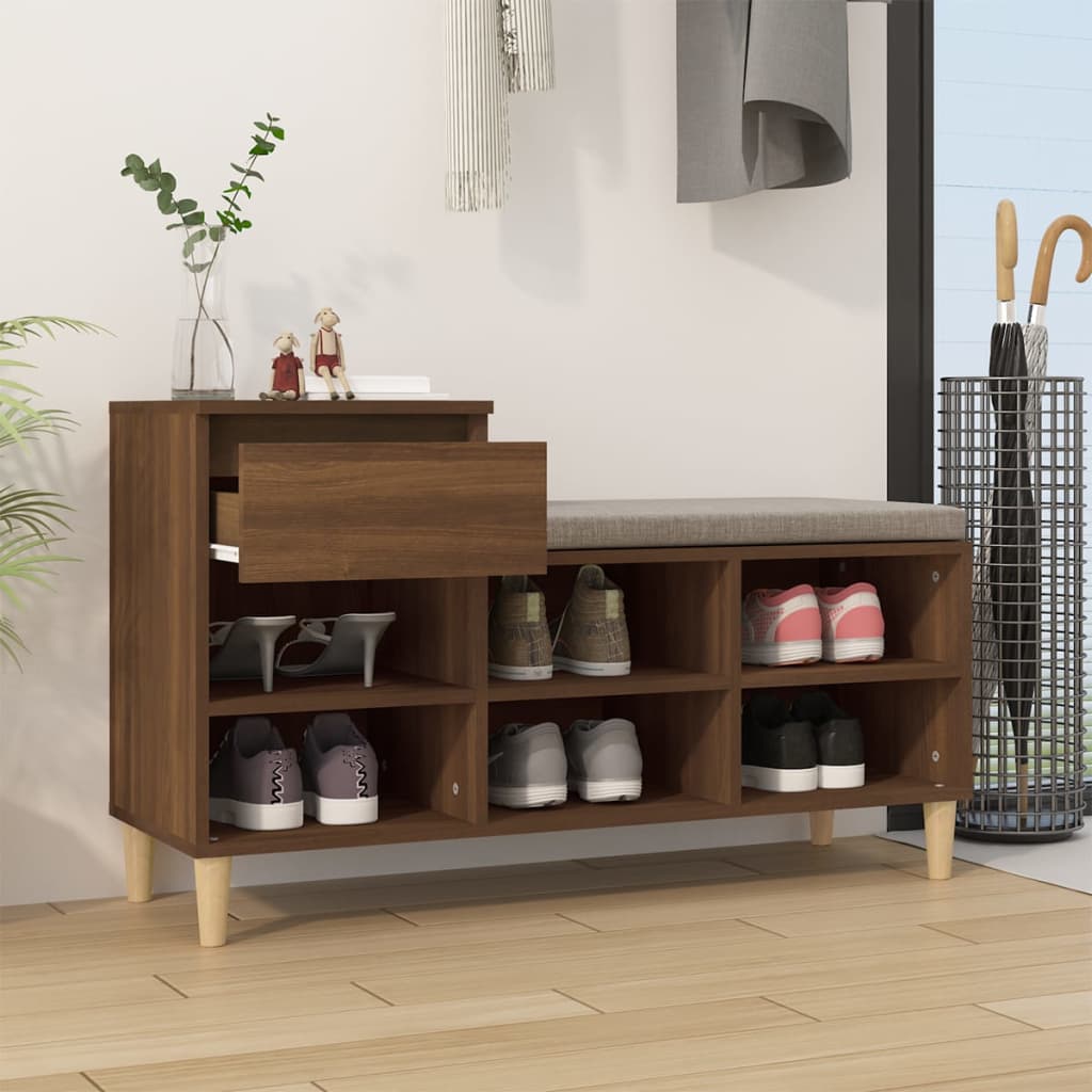 Shoe Cabinet Brown Oak 102x36x60 cm Engineered Wood