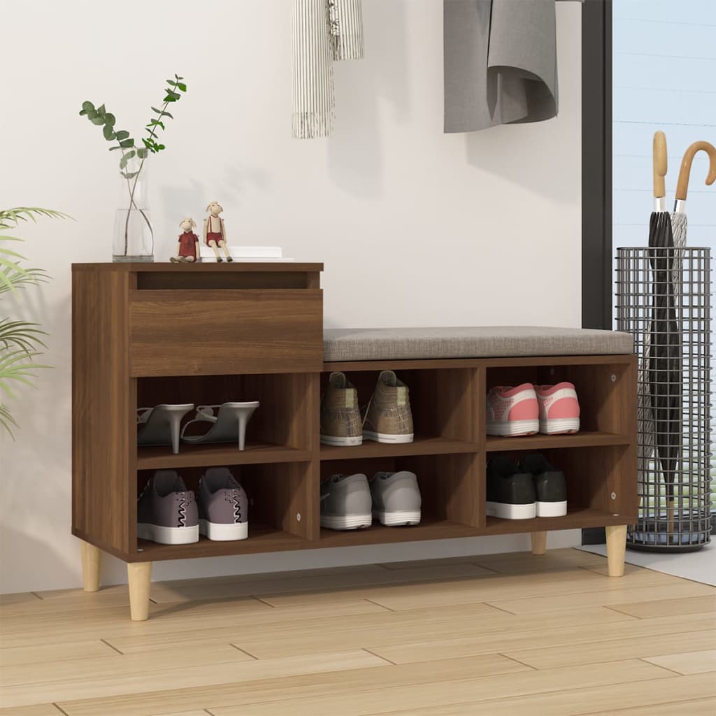 Shoe Cabinet Brown Oak 102x36x60 cm Engineered Wood