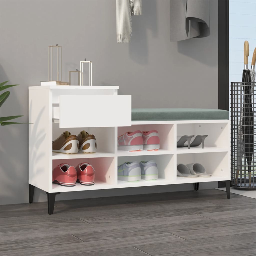 Shoe Cabinet White 102x36x60 cm Engineered Wood