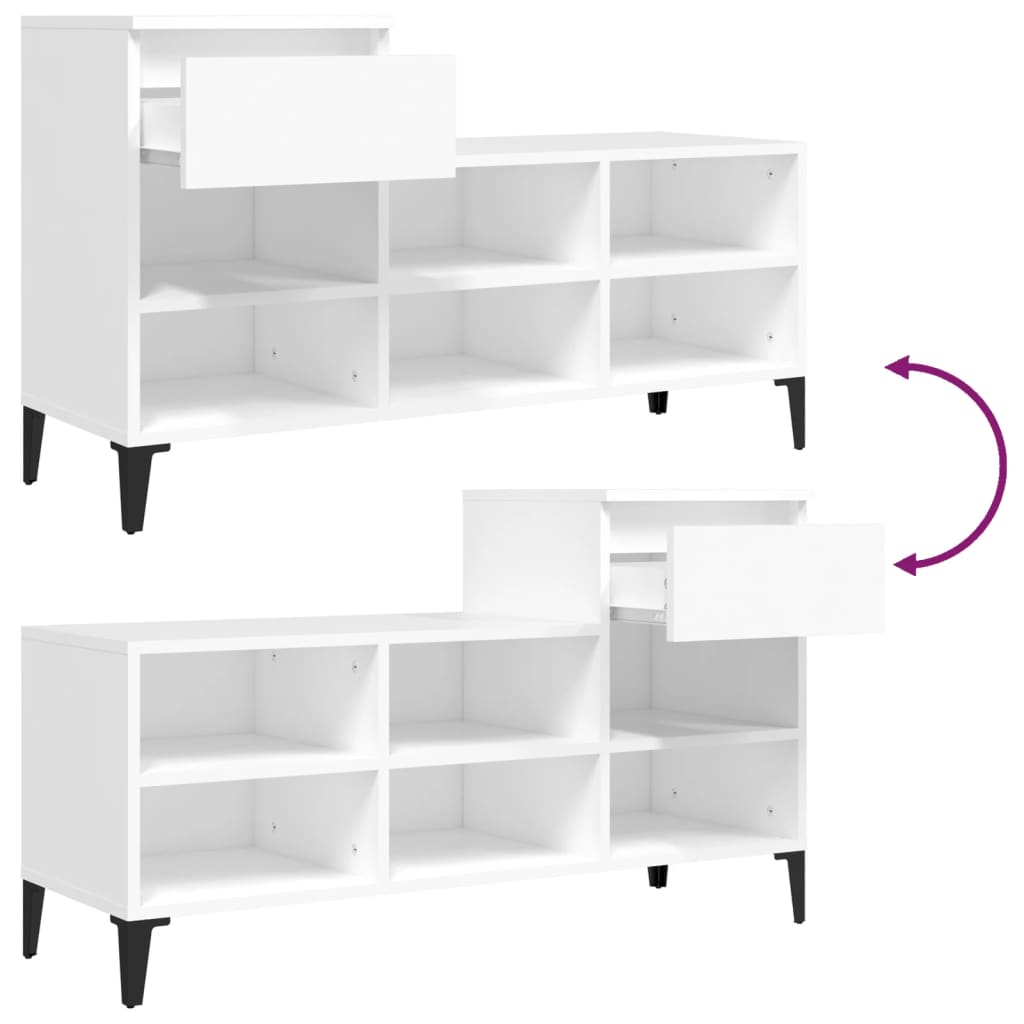 Shoe Cabinet White 102x36x60 cm Engineered Wood