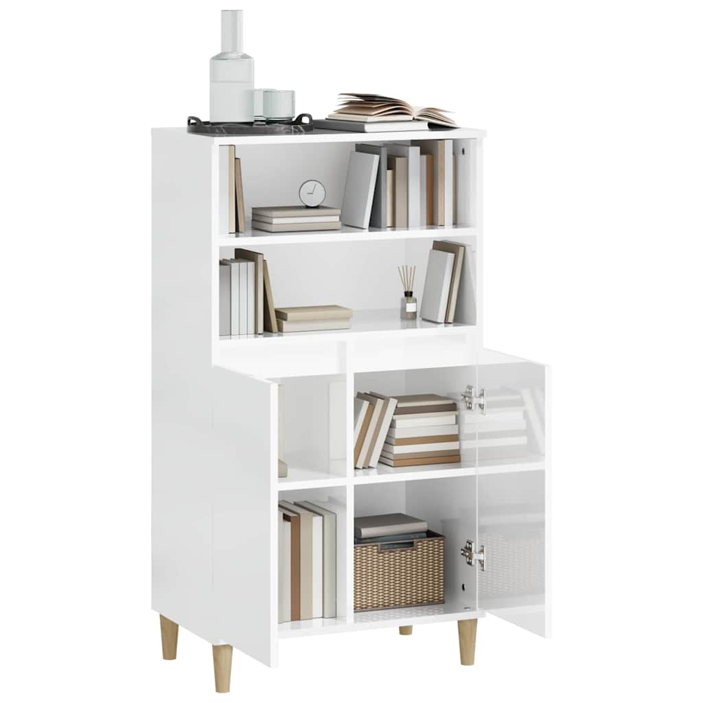 Highboard High Gloss White 60 x 36 x 110 cm Engineered Wood