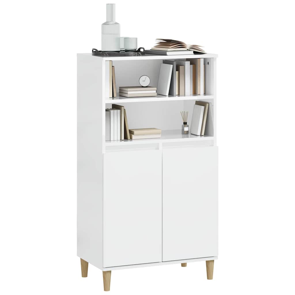 Highboard High Gloss White 60 x 36 x 110 cm Engineered Wood