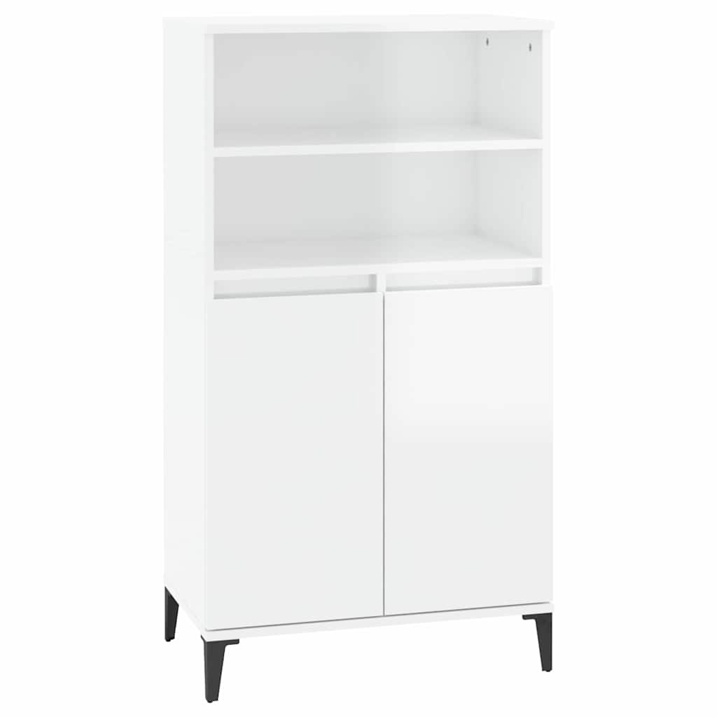 Highboard High Gloss White 60 x 36 x 110 cm Engineered Wood