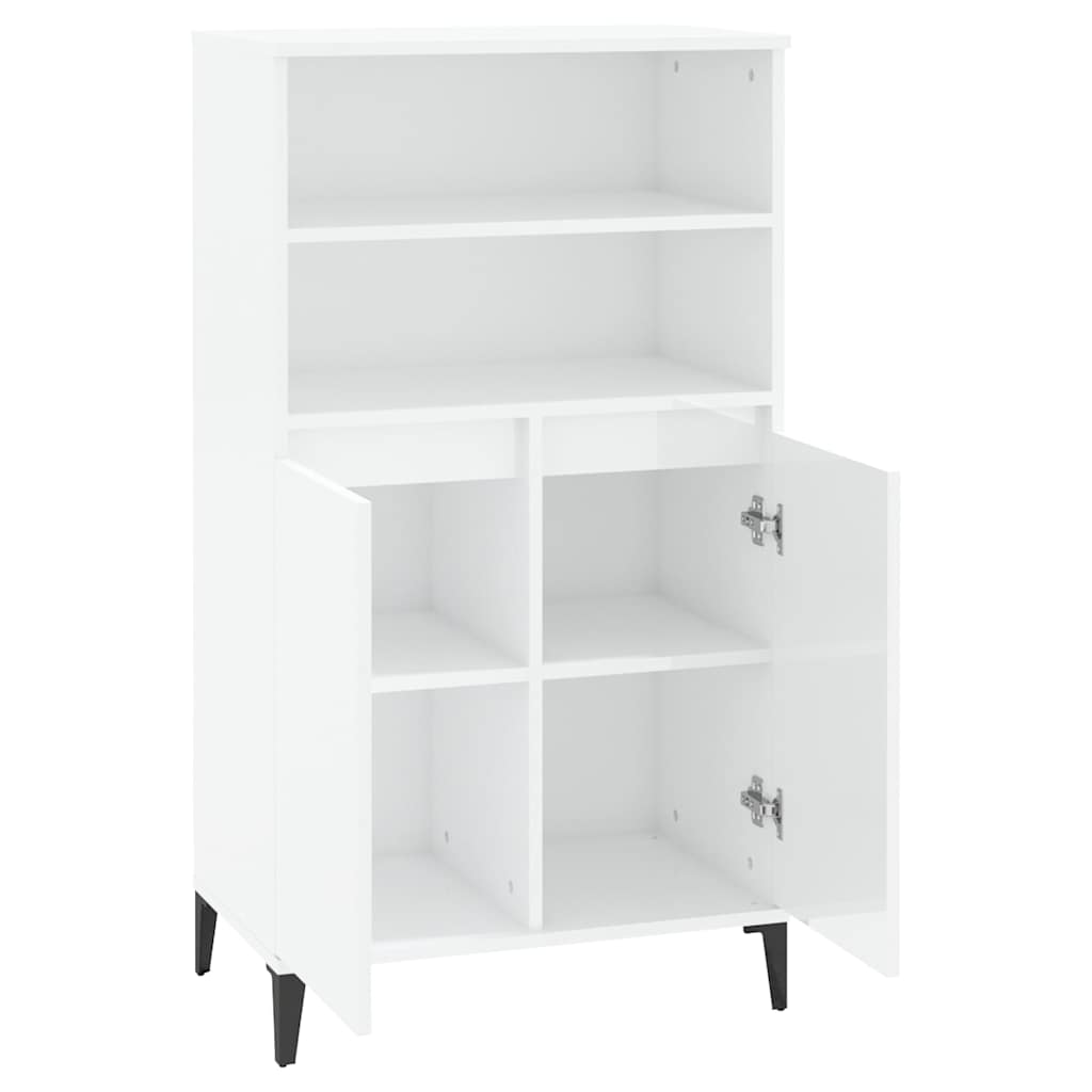 Highboard High Gloss White 60 x 36 x 110 cm Engineered Wood