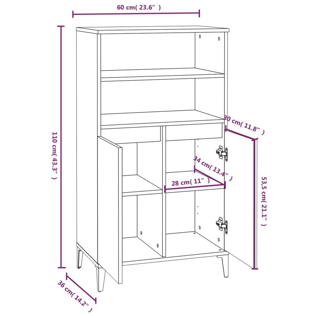 Highboard Sonoma Oak 60x36x110 cm Engineered Wood