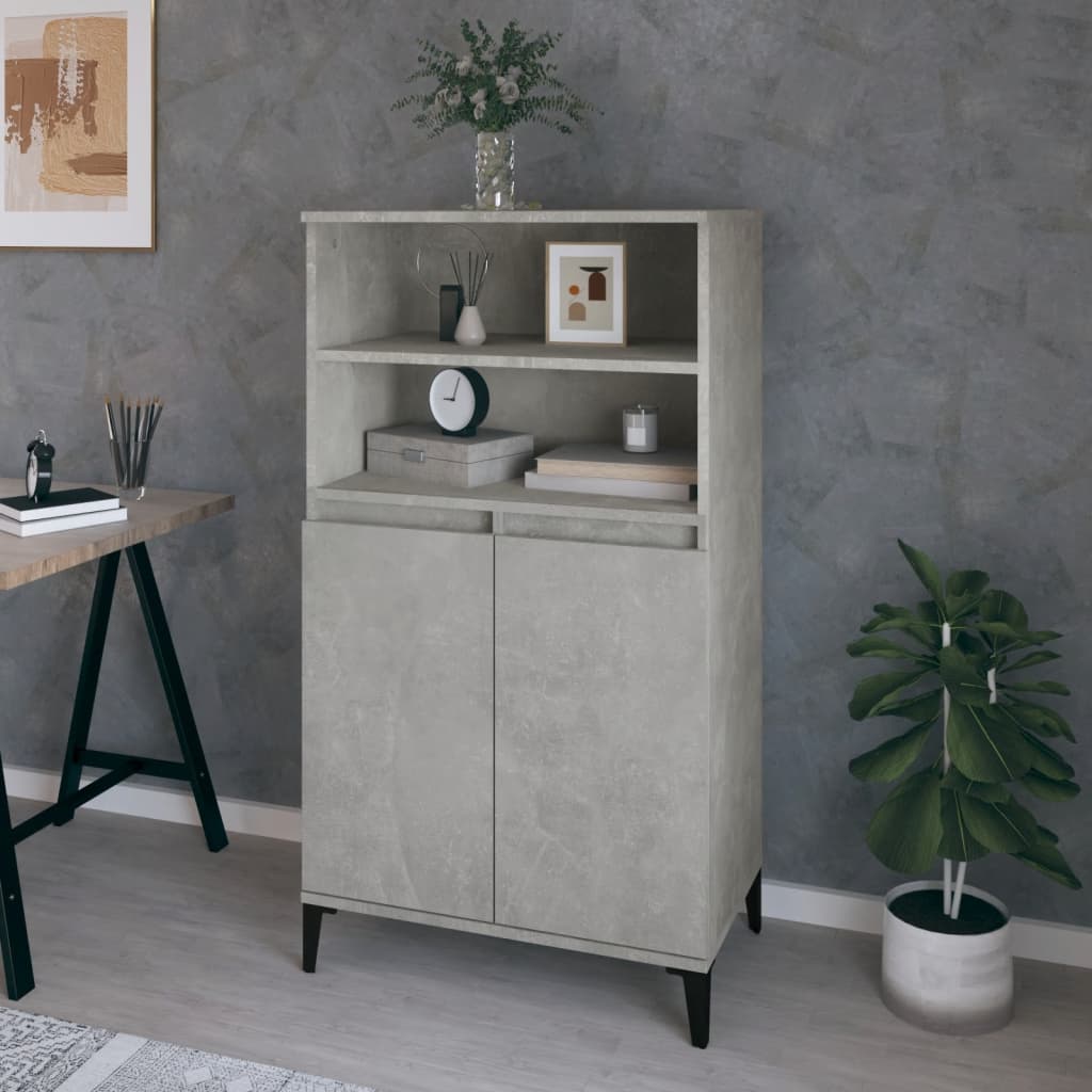 Highboard Concrete Grey 60x36x110 cm Engineered Wood