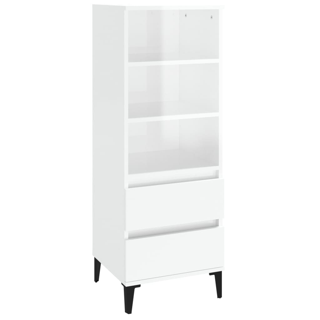 Highboard High Gloss White 40x36x110 cm Engineered Wood