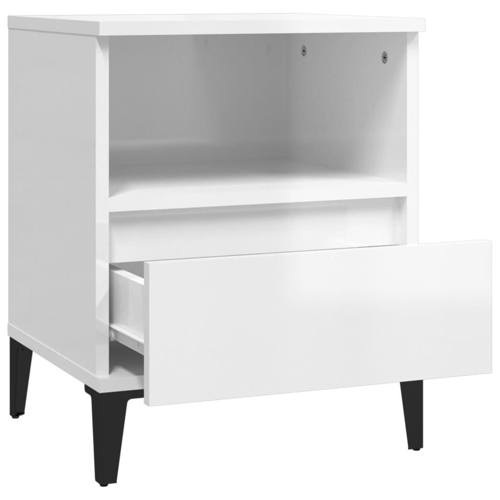 Bedside Cabinet High Gloss White 40x35x50 cm