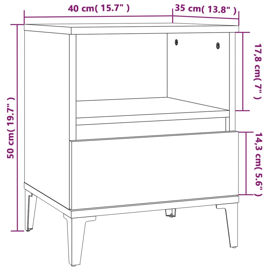 Bedside Cabinets 2 pcs Concrete Grey 40x35x50 cm