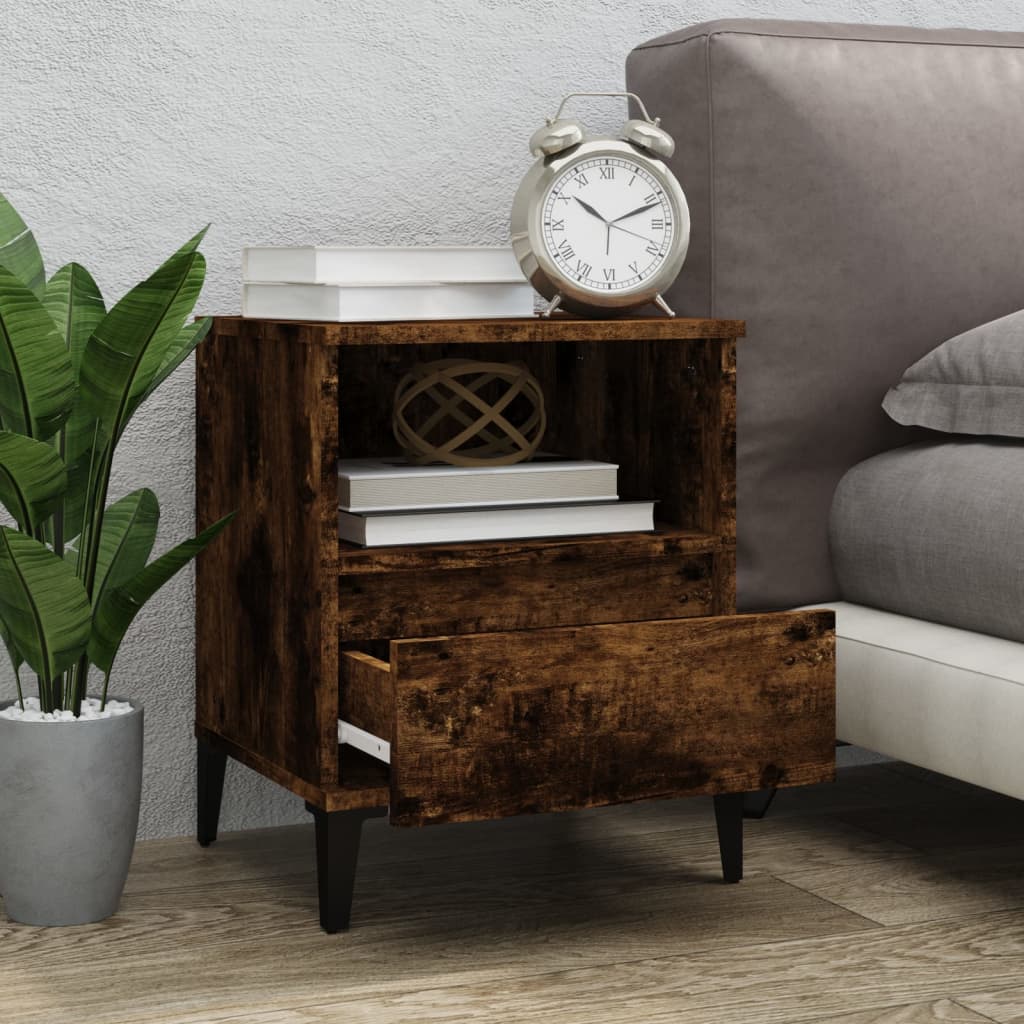 Bedside Cabinet Smoked Oak 40x35x50 cm