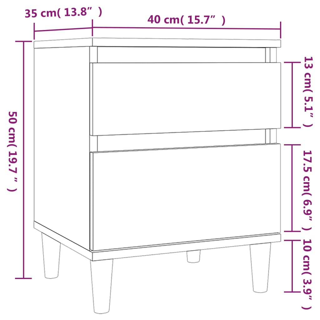 Bedside Cabinets 2 pcs White 40x35x50 cm