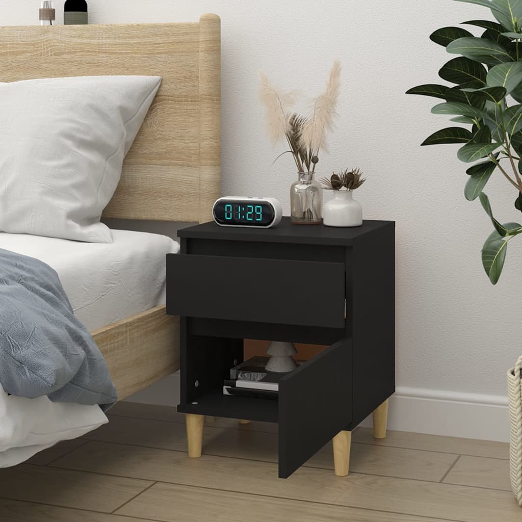 Bedside Cabinet Black 40x35x50 cm