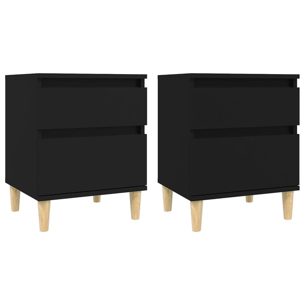 Bedside Cabinets 2 pcs Black 40x35x50 cm